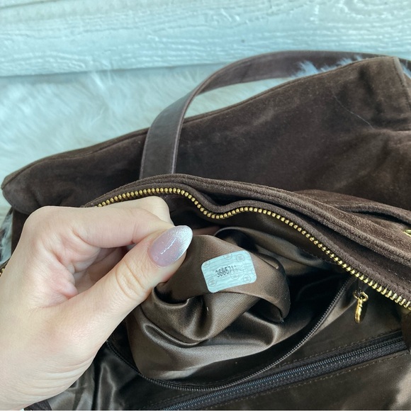 CHANEL Brown Suede Jumbo CC Chain Tote Handbag Vintage Classic - Picture 16 of 16